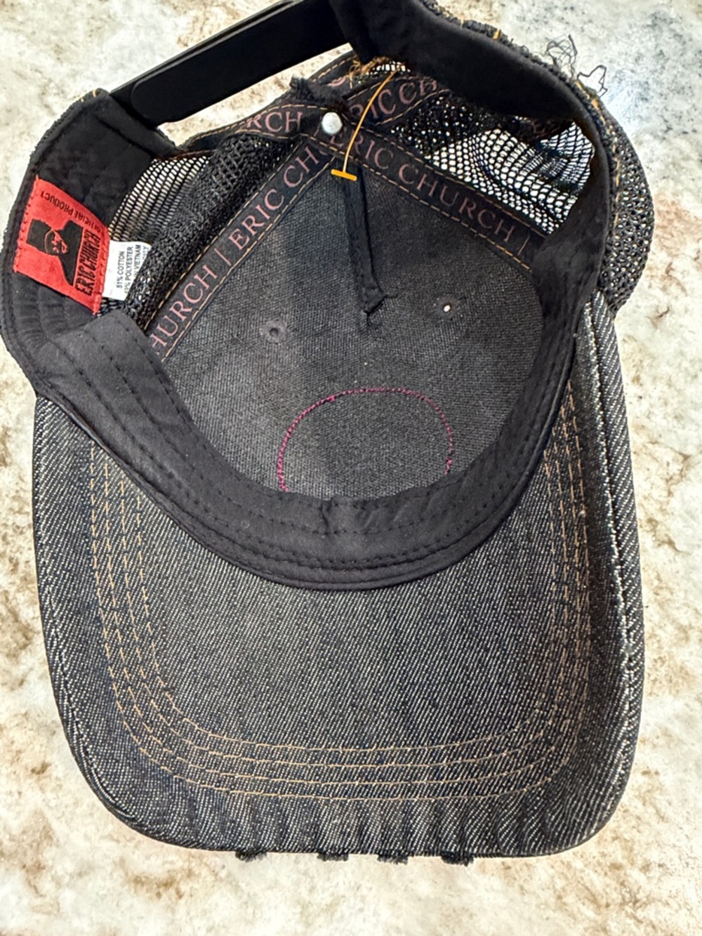 Eric Church Black Denim Trucker Hat with Red Patch - Picture 3 of 3